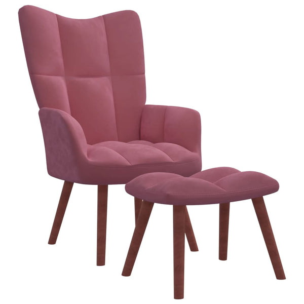 Relaxfauteuil met voetenbank fluweel roze