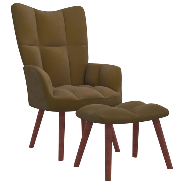 Relaxfauteuil met voetenbank fluweel bruin