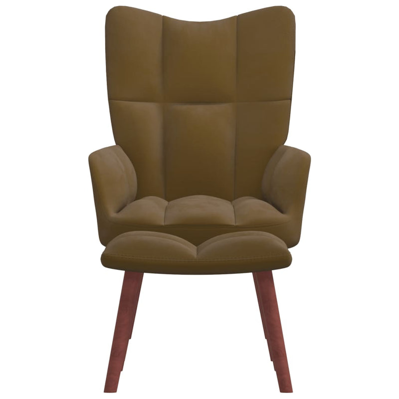 Relaxfauteuil met voetenbank fluweel bruin