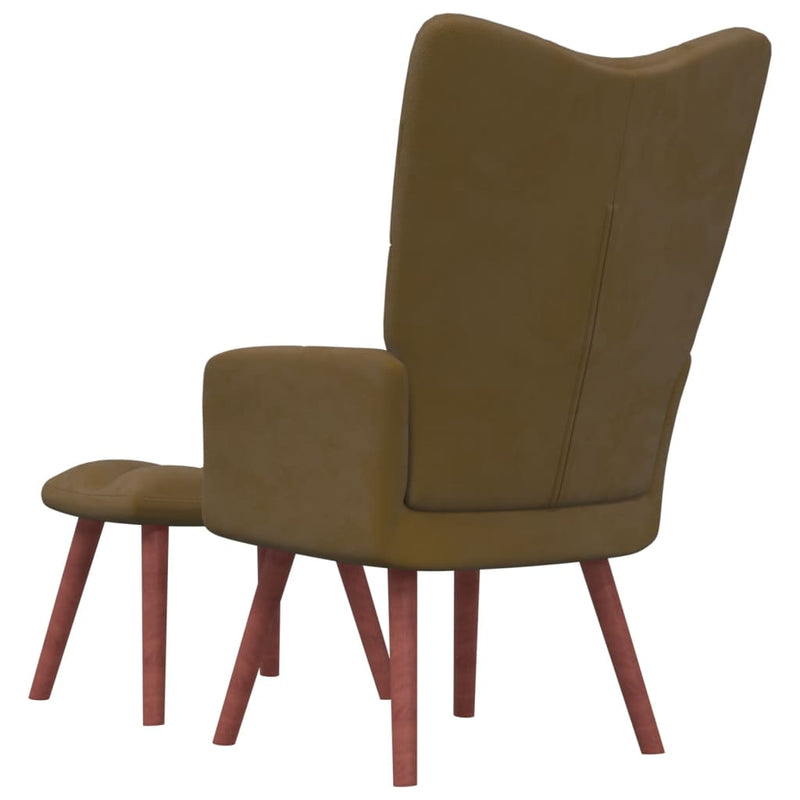 Relaxfauteuil met voetenbank fluweel bruin