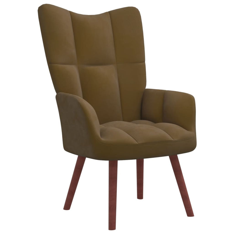 Relaxfauteuil met voetenbank fluweel bruin