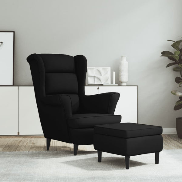 Relaxfauteuil met voetenbank fluweel zwart